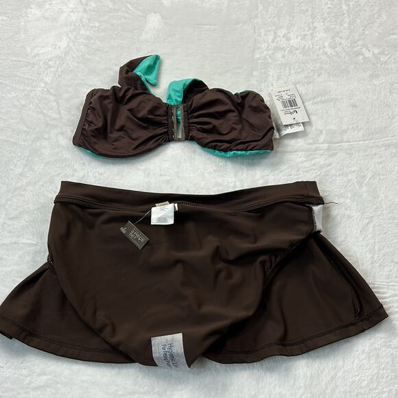 Leilani Two piece bikini set - Bermuda bra/cali in chocolate and mint, 8 NWT - Picture 13 of 14